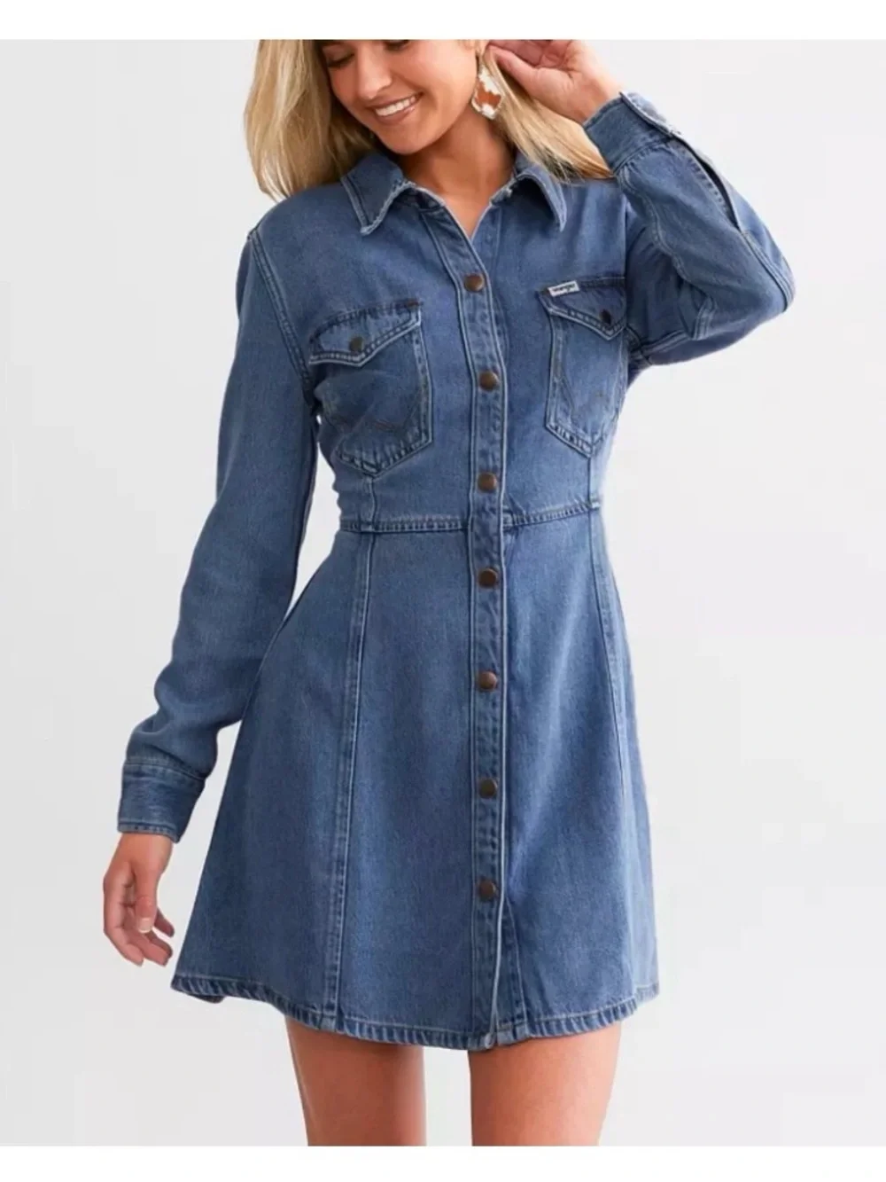 Wrangler Blue Denim Western Dress - Small - Picture 1 of 6